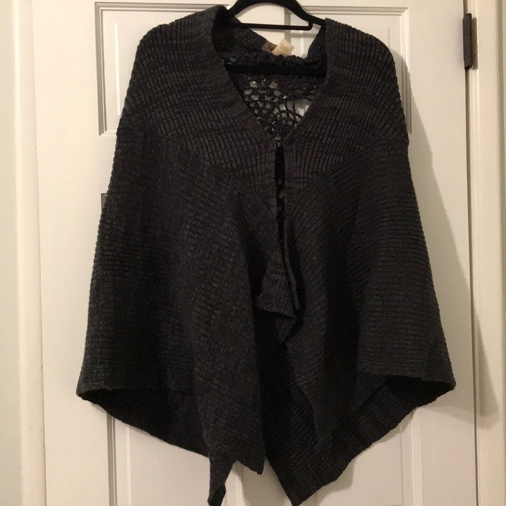 Free People Grey Shawl with Crochet Detail!!